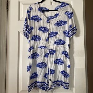 BLUE AND WHITE ROMPER